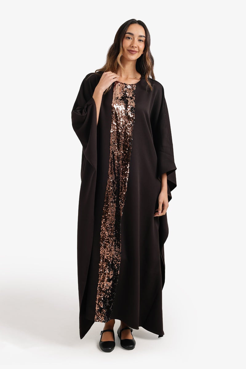 Carina Shimmering Neckline Abaya - Image 1